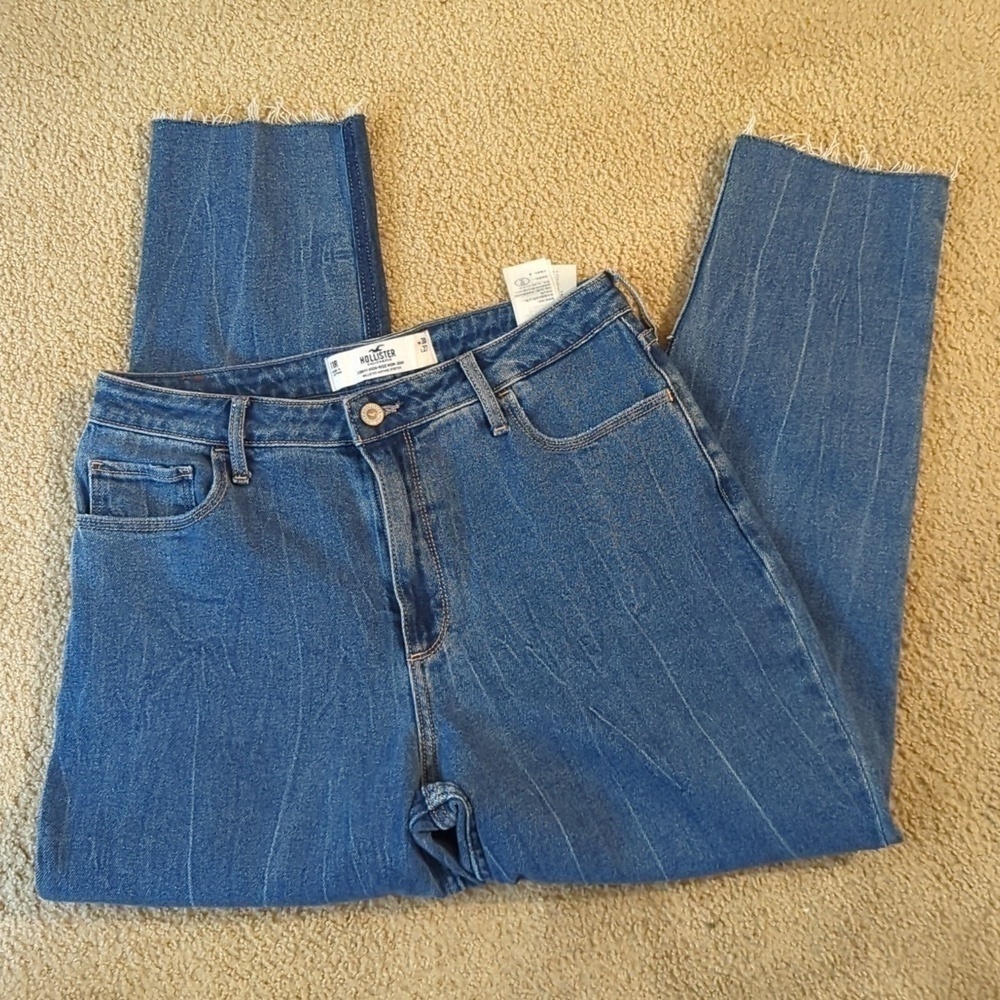 Hollister California Curvy High Rise Mom Jean Vintage Stretch Patchwork Jeans 30